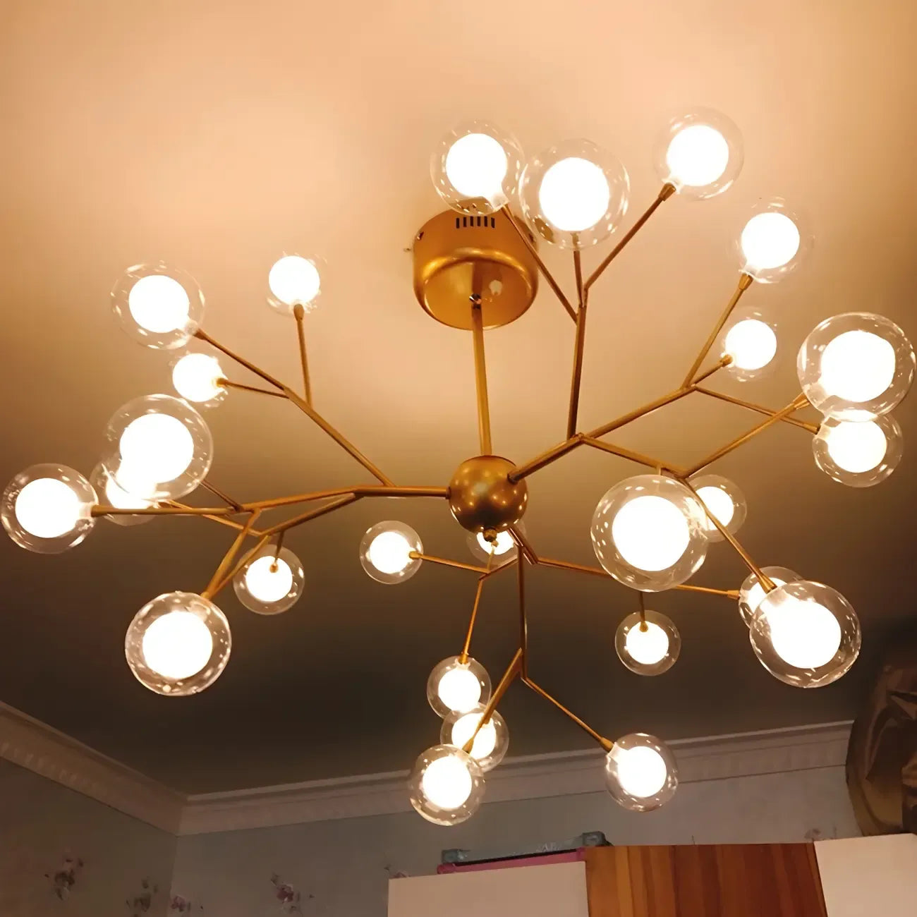 Lustre Sputnik moderne en verre globe réglable