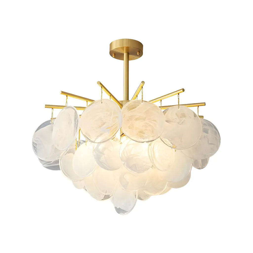 Lustre moderne en métal et verre à ambiance tamisée