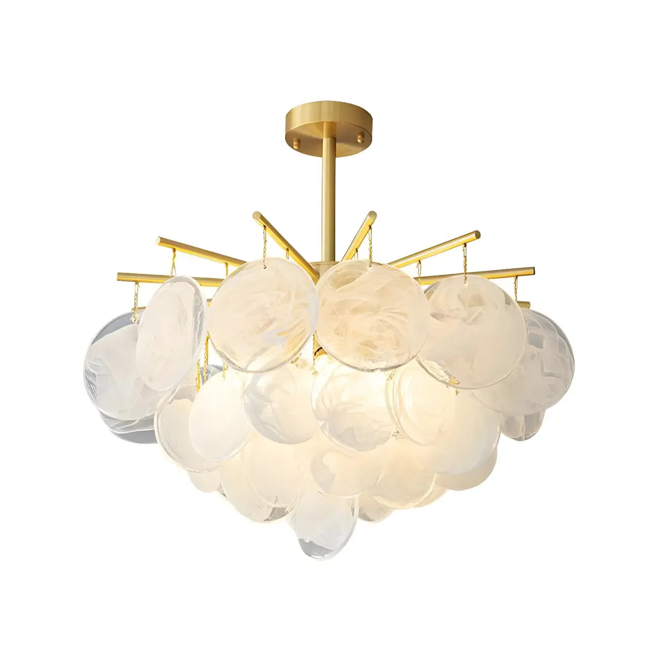 Lustre moderne en métal et verre à ambiance tamisée