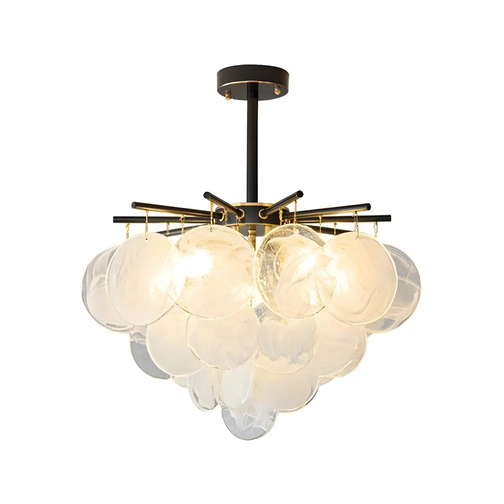 Lustre moderne en métal et verre à ambiance tamisée