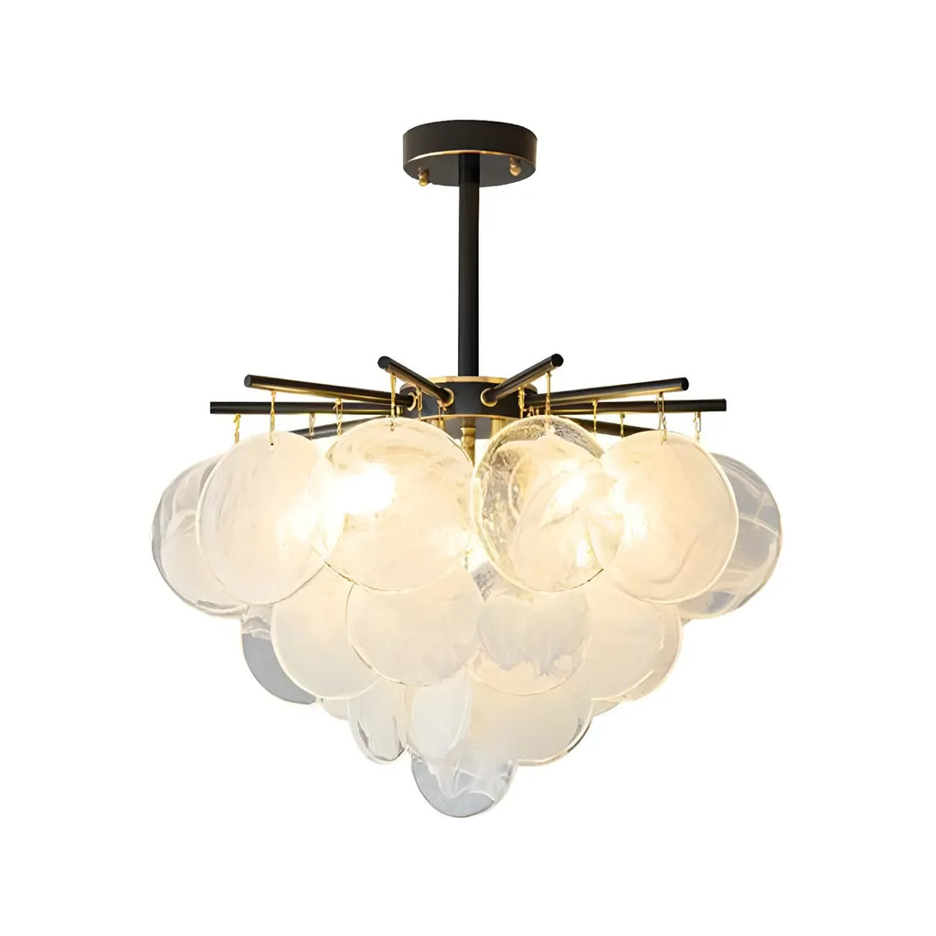 Lustre moderne en métal et verre à ambiance tamisée