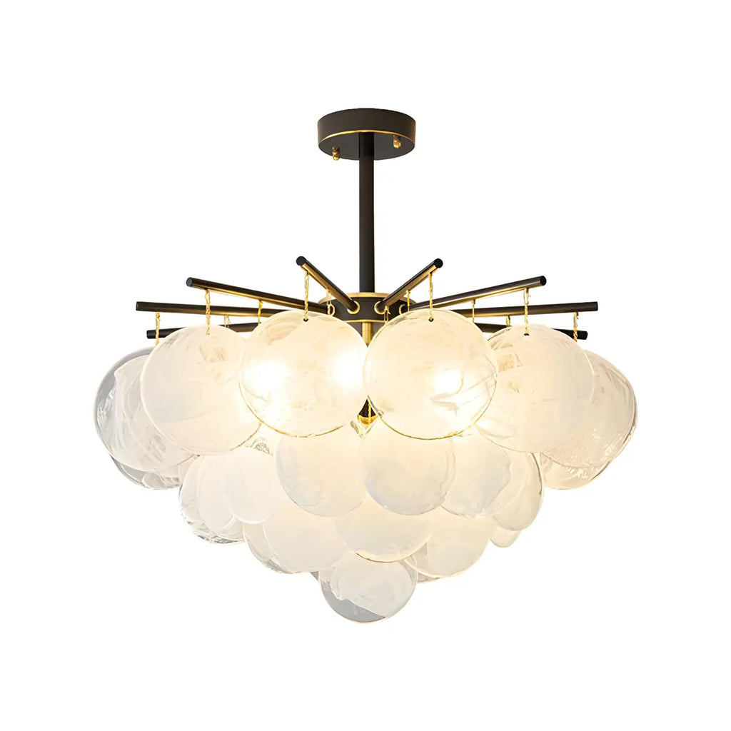 Lustre moderne en métal et verre à ambiance tamisée