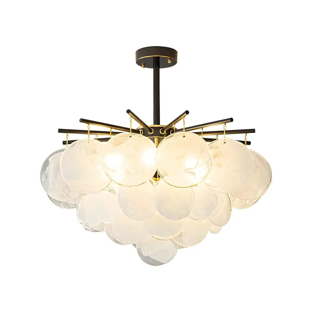 Lustre moderne en métal et verre à ambiance tamisée