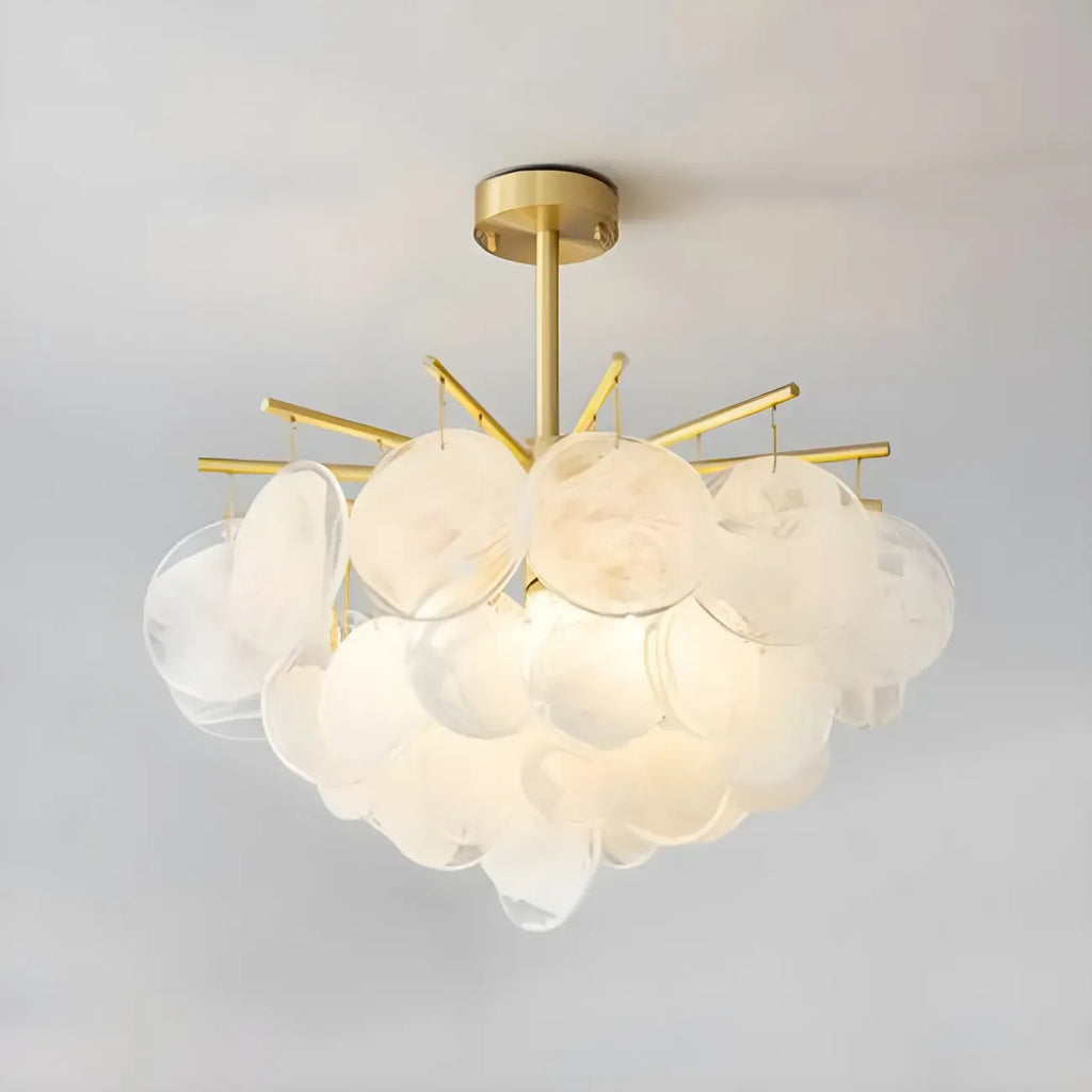 Lustre moderne en métal et verre à ambiance tamisée