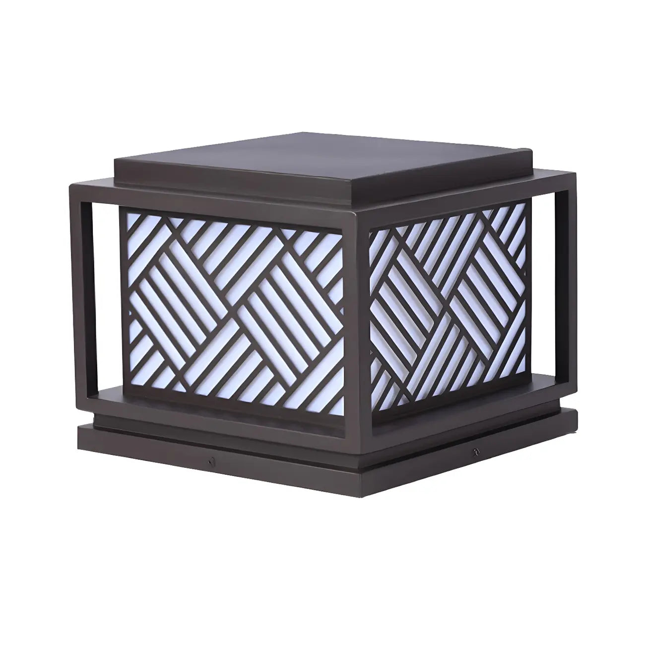 Lampe de poteau en métal cubique avec abat-jour à motif géométrique
