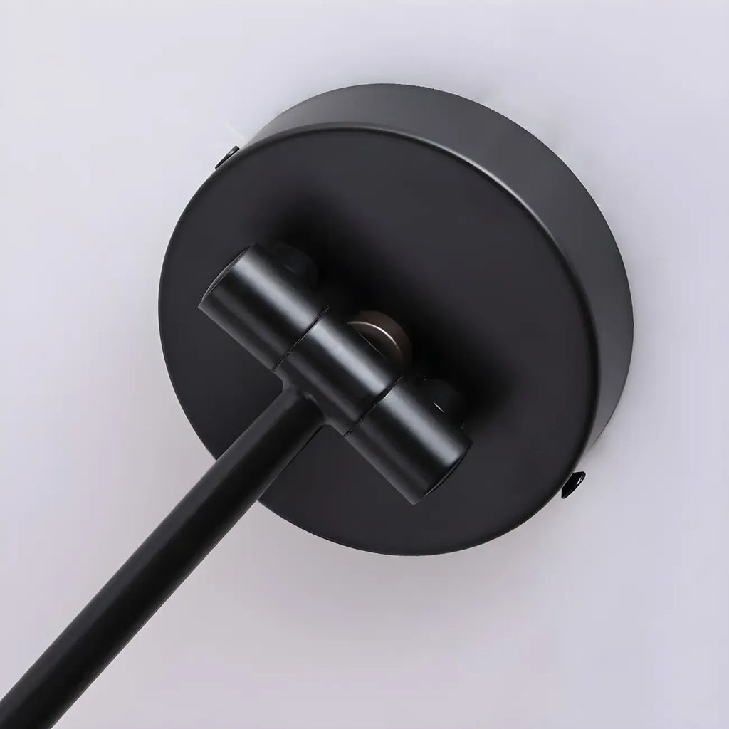 Applique murale moderne en métal noir conique à bras articulé