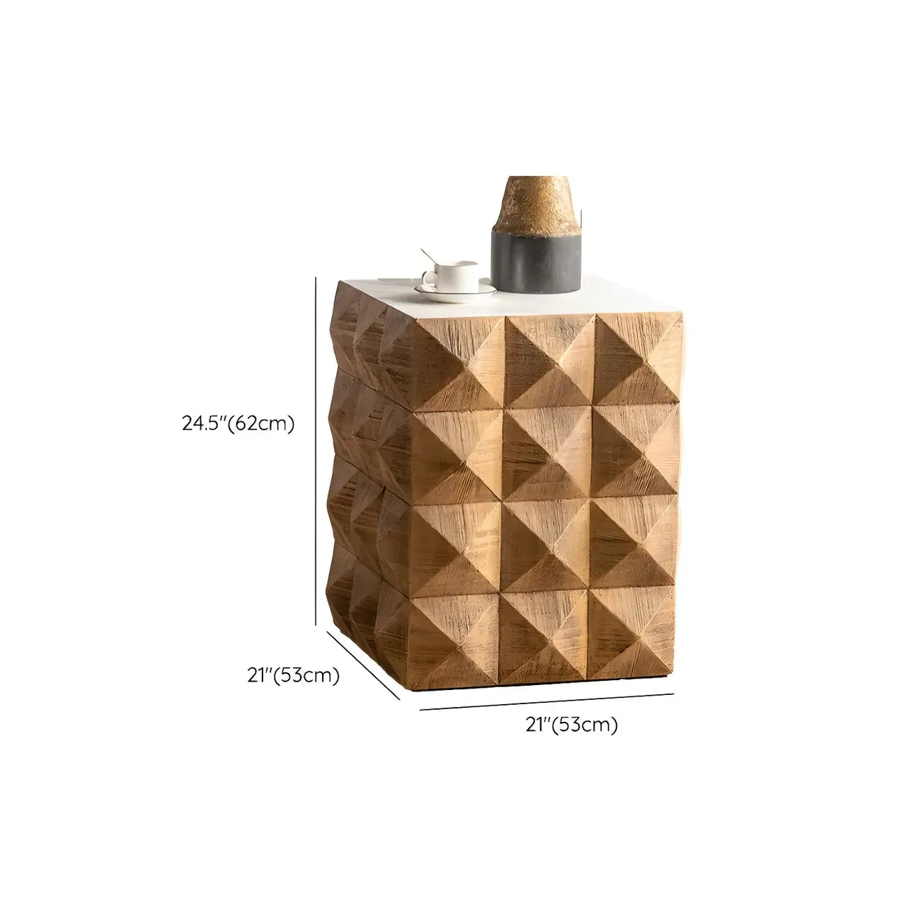 Table d'appoint élégante en bois géométrique