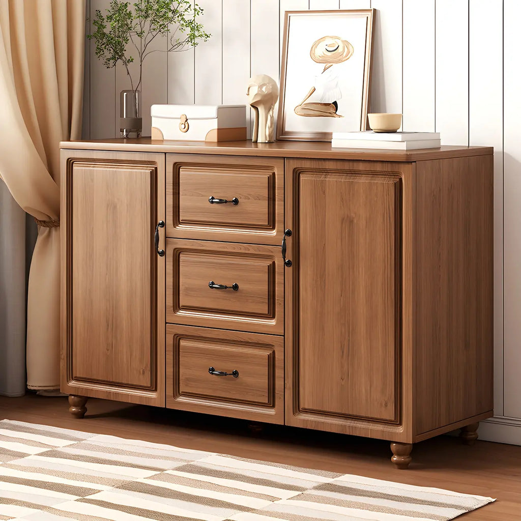Commode combinée de rangement traditionnelle en bois brun noyer moyen