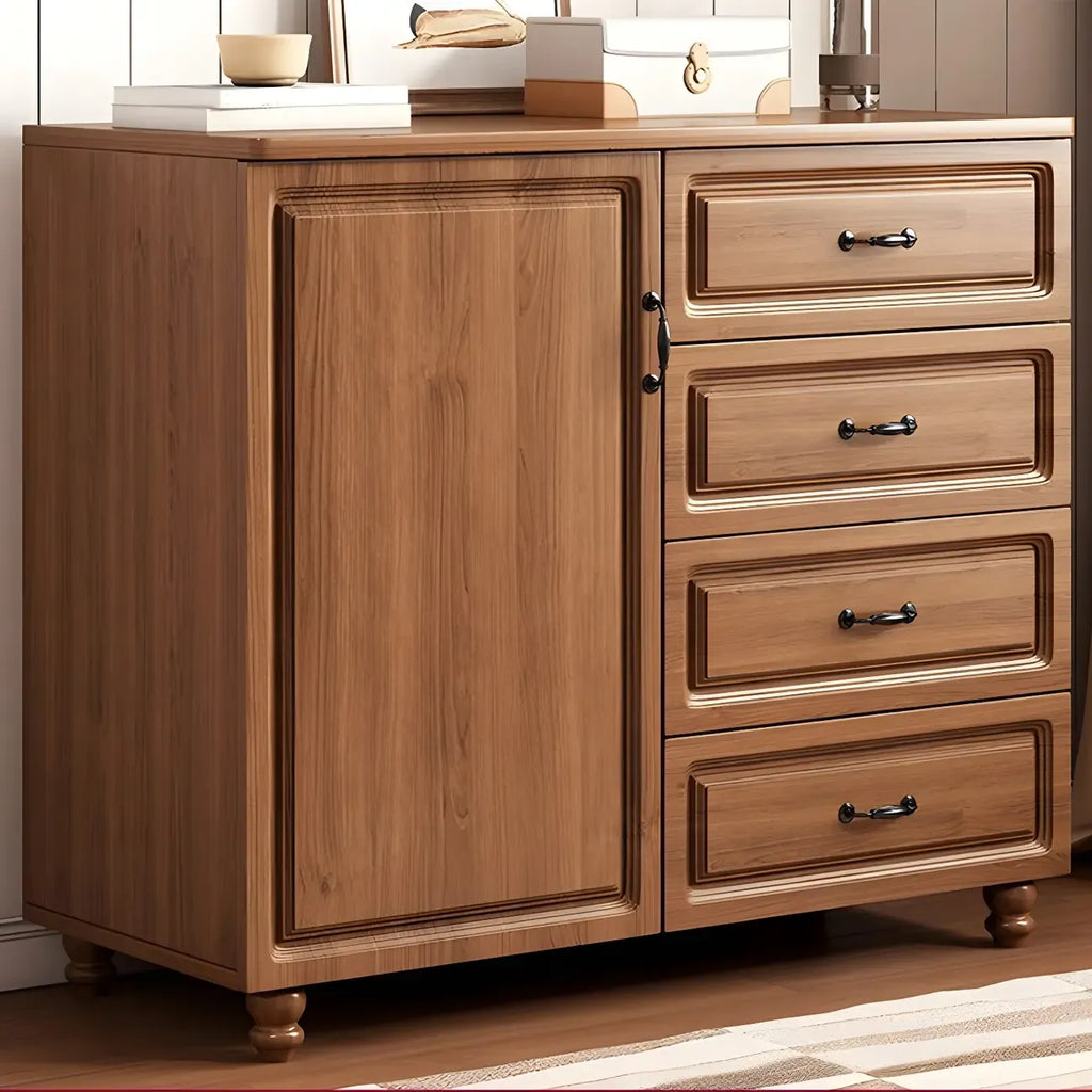 Commode combinée de rangement traditionnelle en bois brun noyer moyen