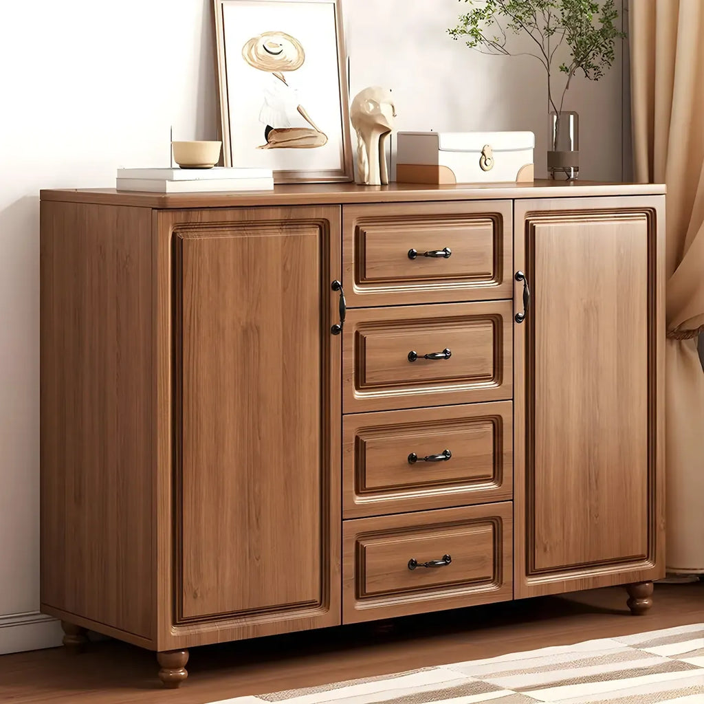 Commode combinée de rangement traditionnelle en bois brun noyer moyen