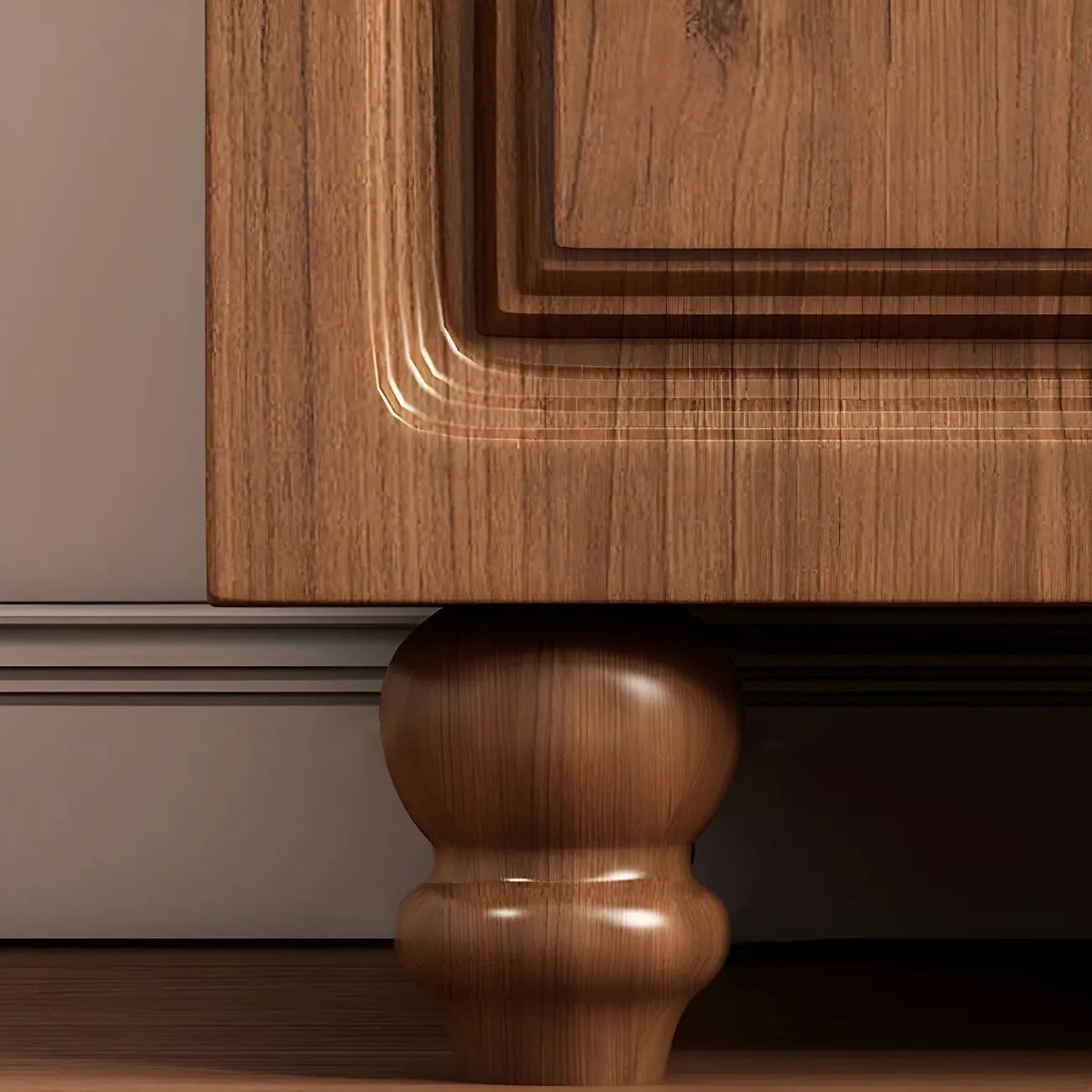 Commode combinée de rangement traditionnelle en bois brun noyer moyen