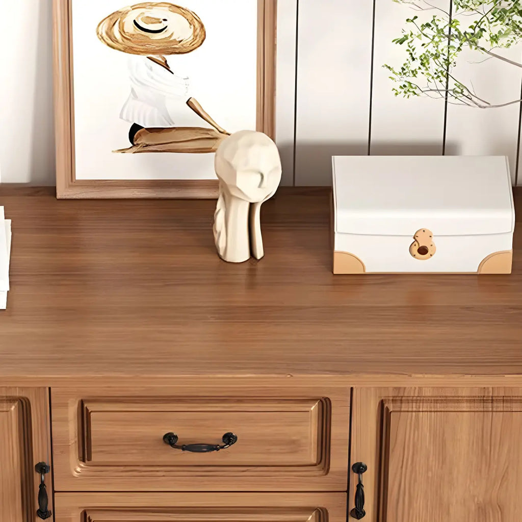 Commode combinée de rangement traditionnelle en bois brun noyer moyen