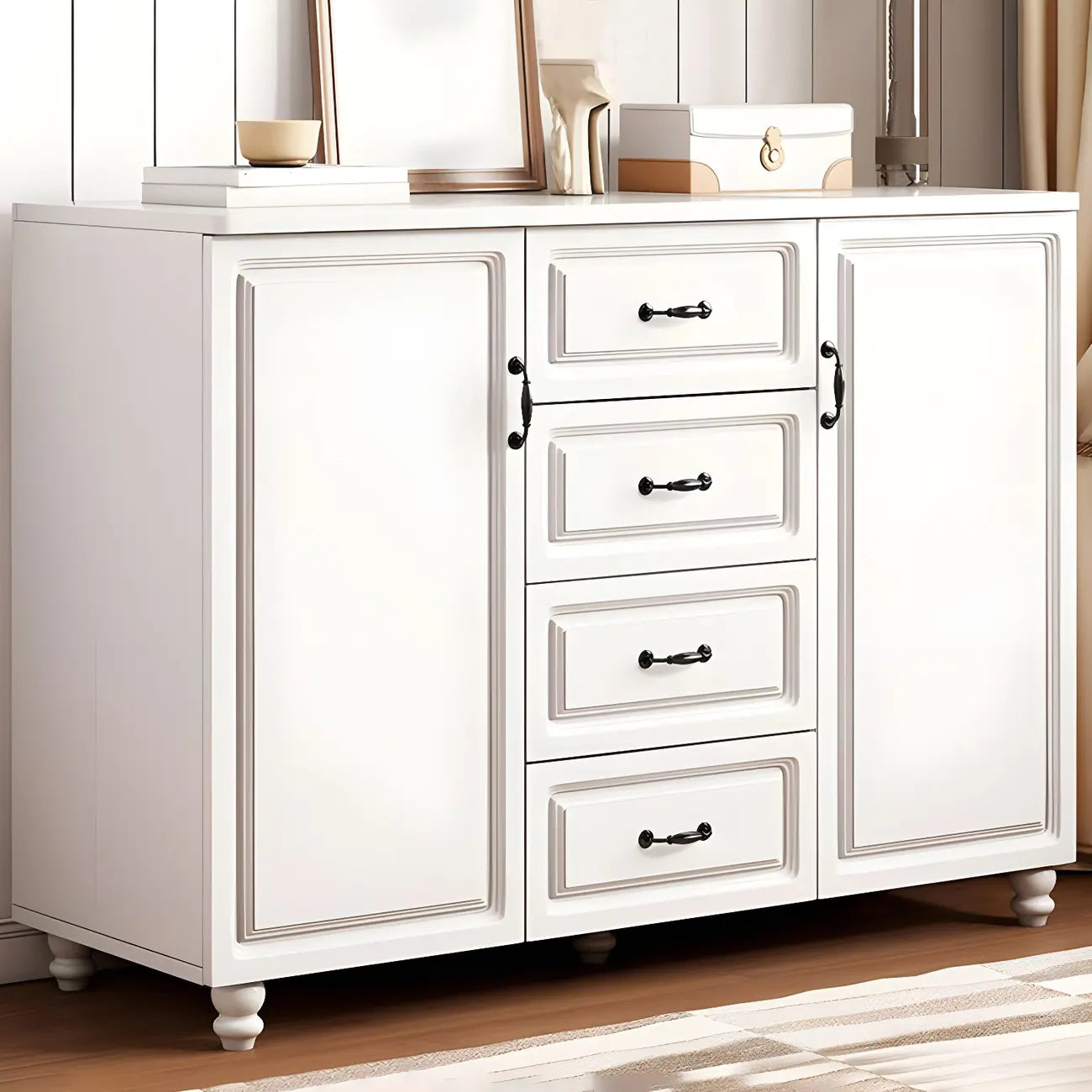 Commode combinée de rangement traditionnelle en bois brun noyer moyen