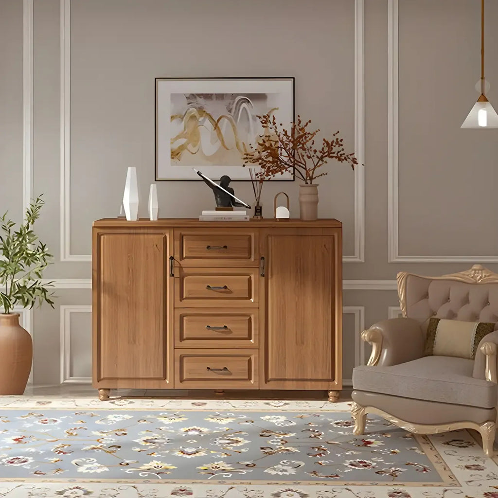 Commode combinée de rangement traditionnelle en bois brun noyer moyen