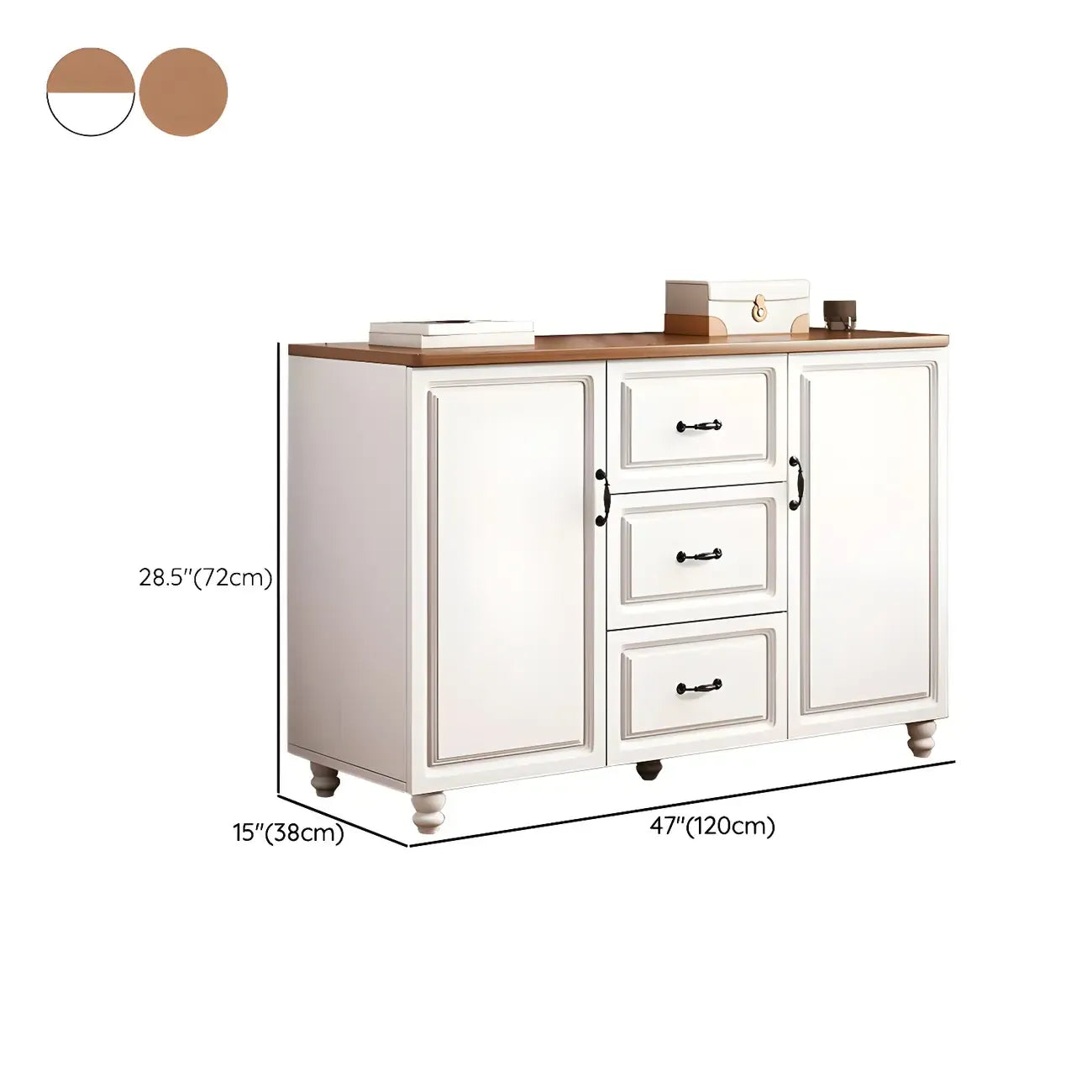 Commode combinée de rangement traditionnelle en bois brun noyer moyen