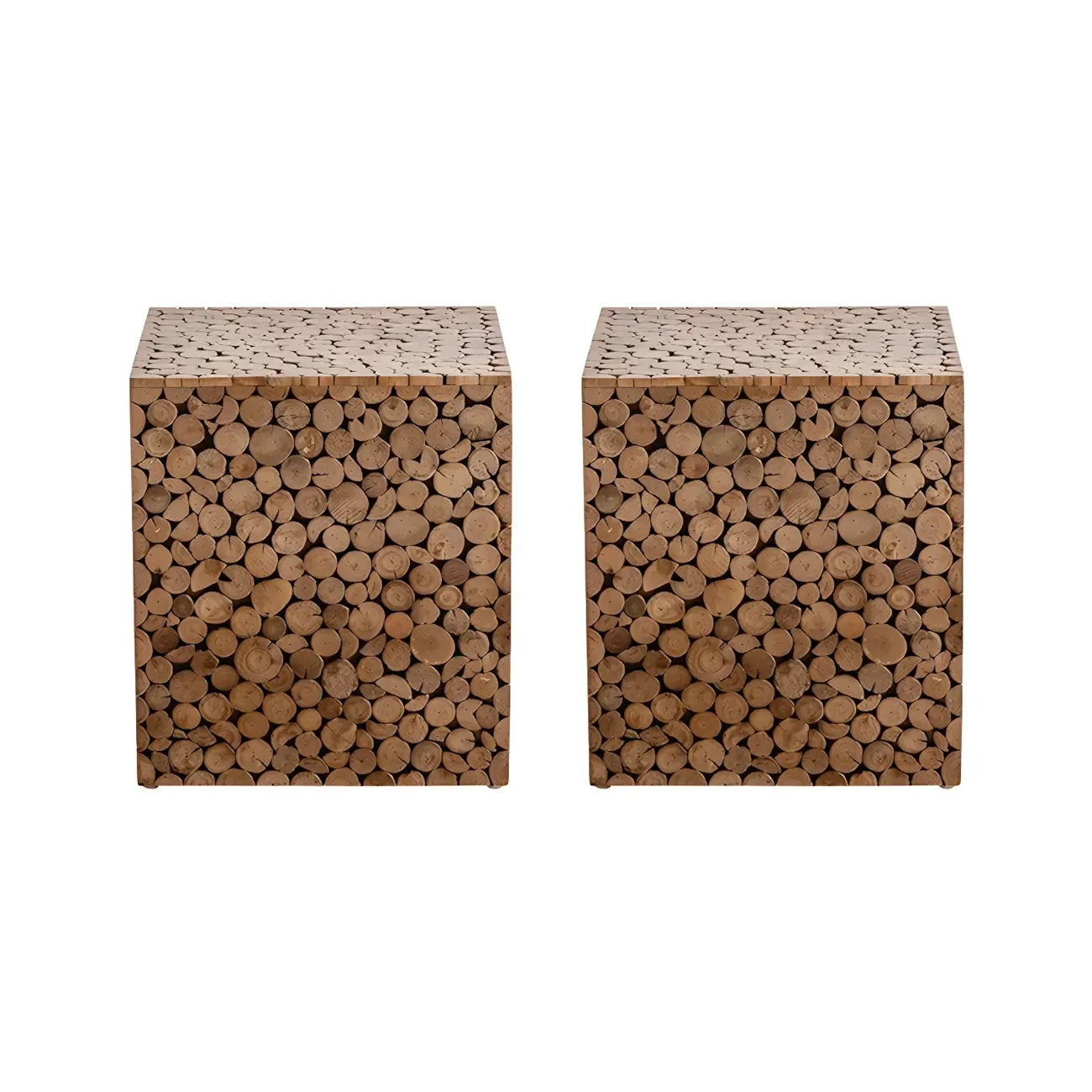 Table d'appoint carrée rustique en bois massif pour salon