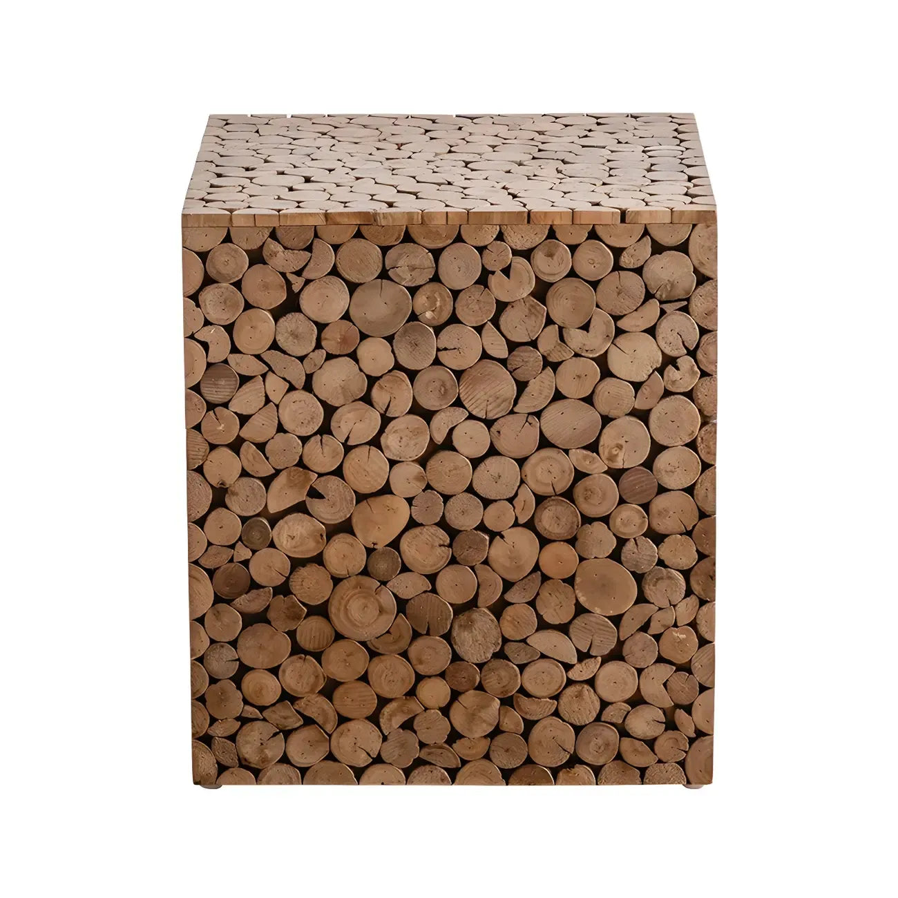 Table d'appoint carrée rustique en bois massif pour salon