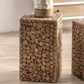 Table d'appoint carrée rustique en bois massif pour salon