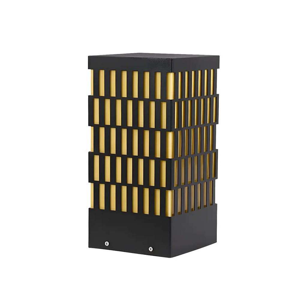 Culot de lampe rectangulaire à grille métallique noire et éclairage chaud