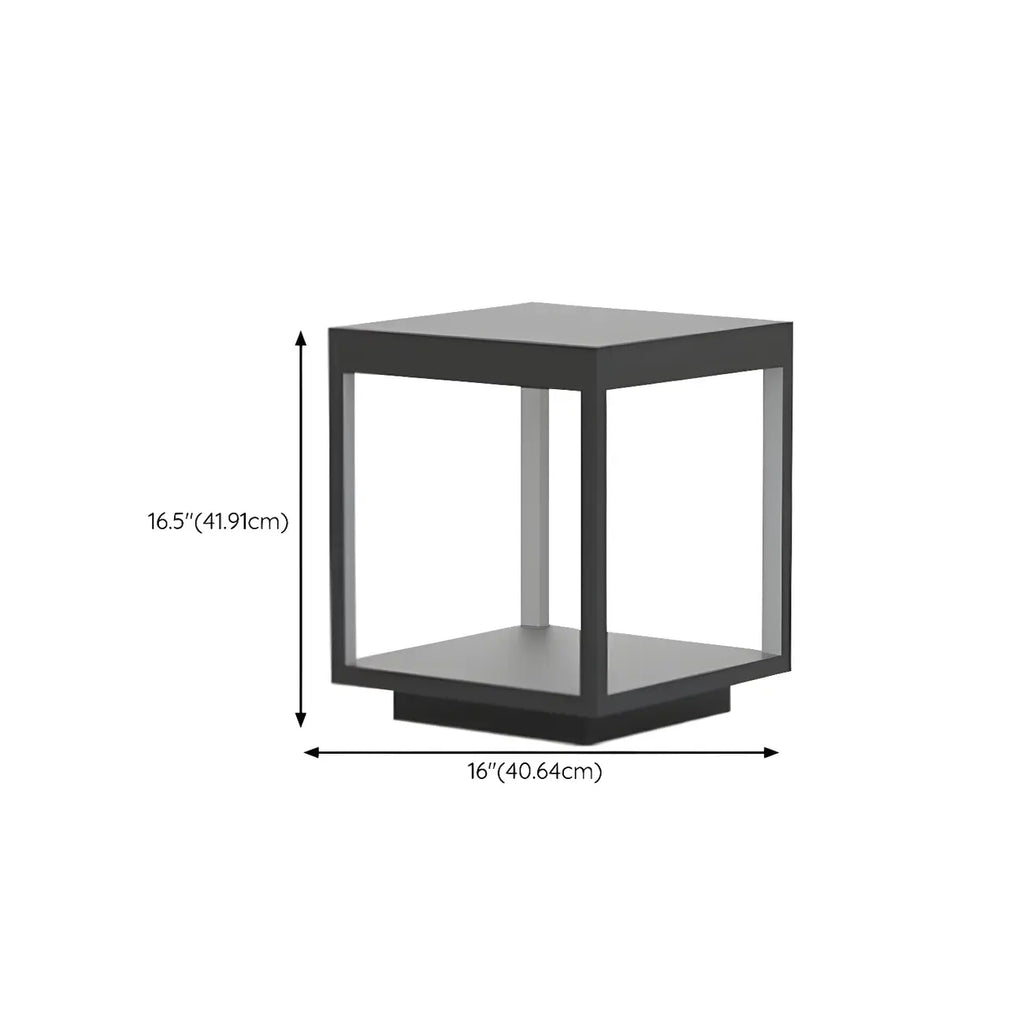 Lampe d'ambiance pour poteau en métal noir à cube ouvert