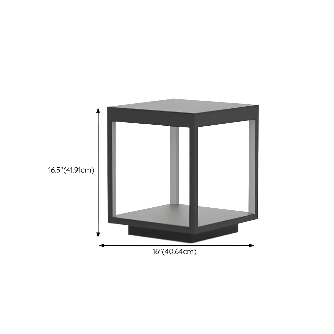 Lampe d'ambiance pour poteau en métal noir à cube ouvert
