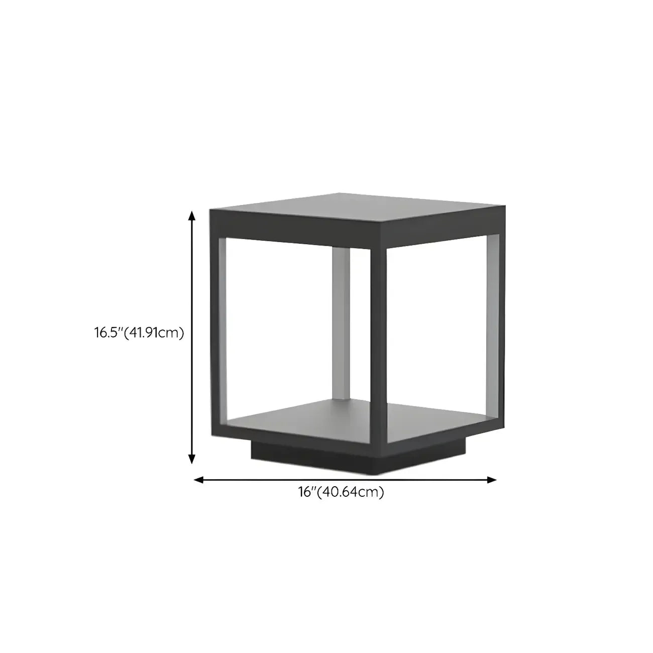 Lampe d'ambiance pour poteau en métal noir à cube ouvert