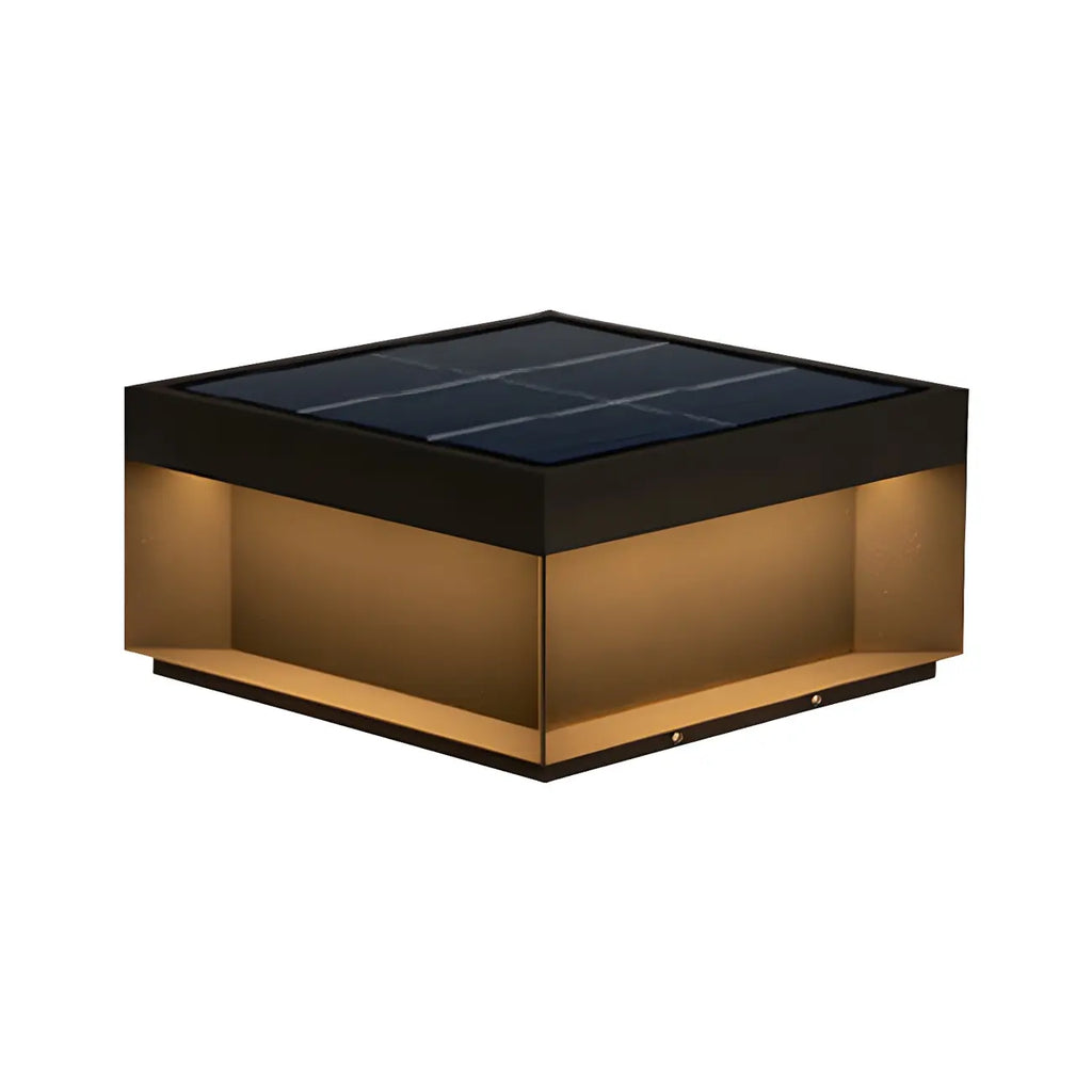 Lampes solaires carrées noires à lumière chaude pour poteaux extérieurs