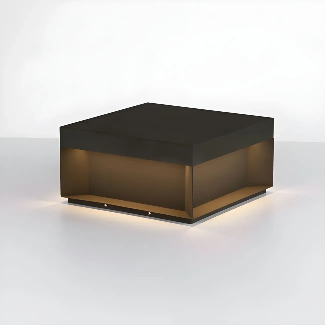 Lampes solaires carrées noires à lumière chaude pour poteaux extérieurs