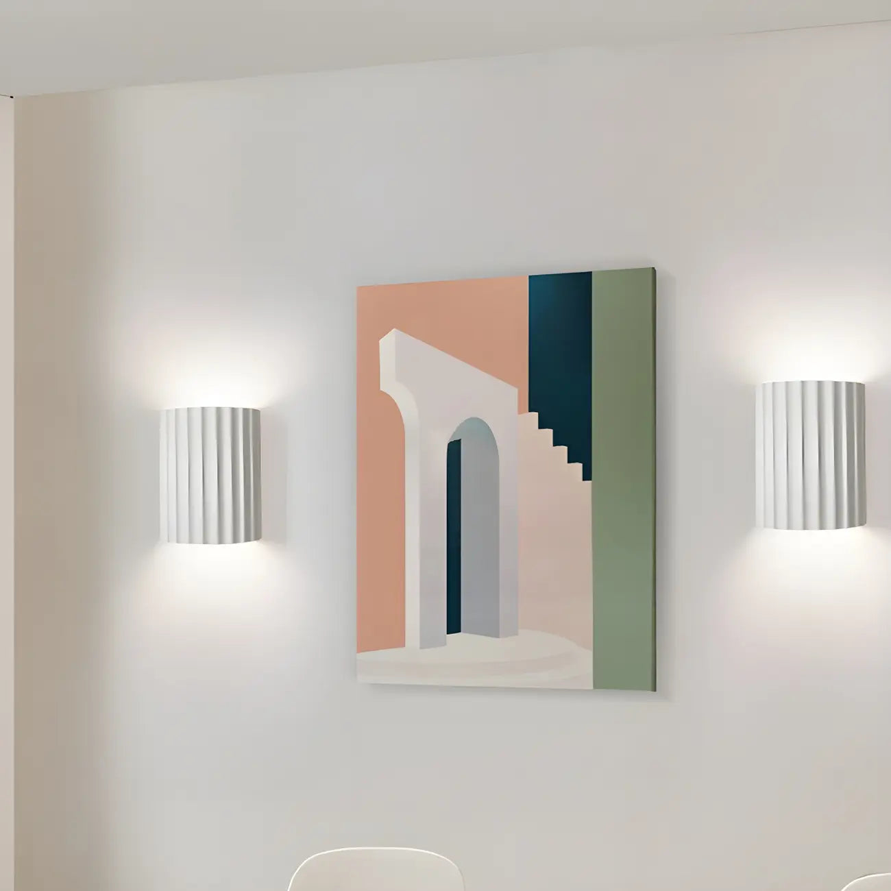 Applique murale moderne demi-cylindre nervurée à éclairage indirect