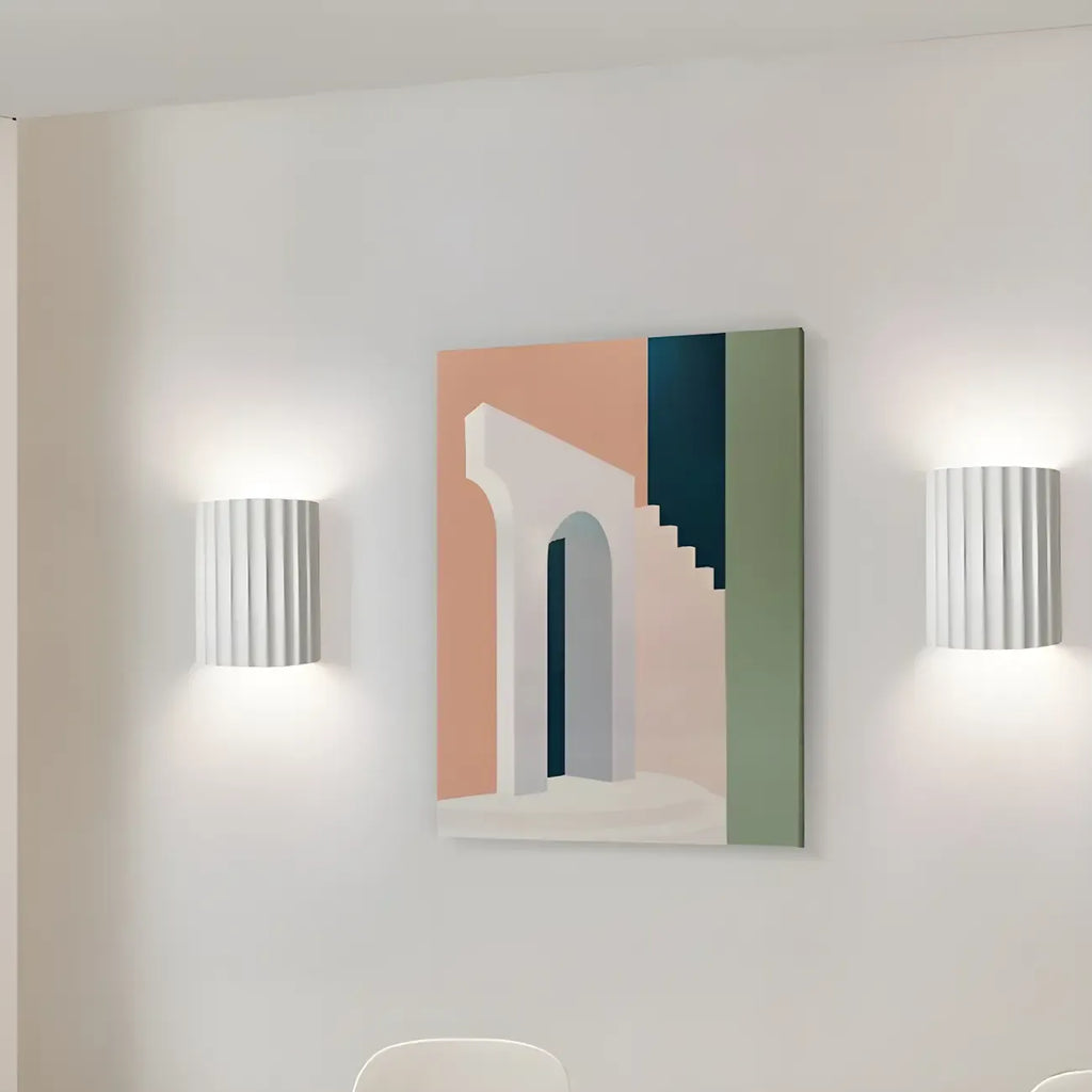 Applique murale moderne demi-cylindre nervurée à éclairage indirect