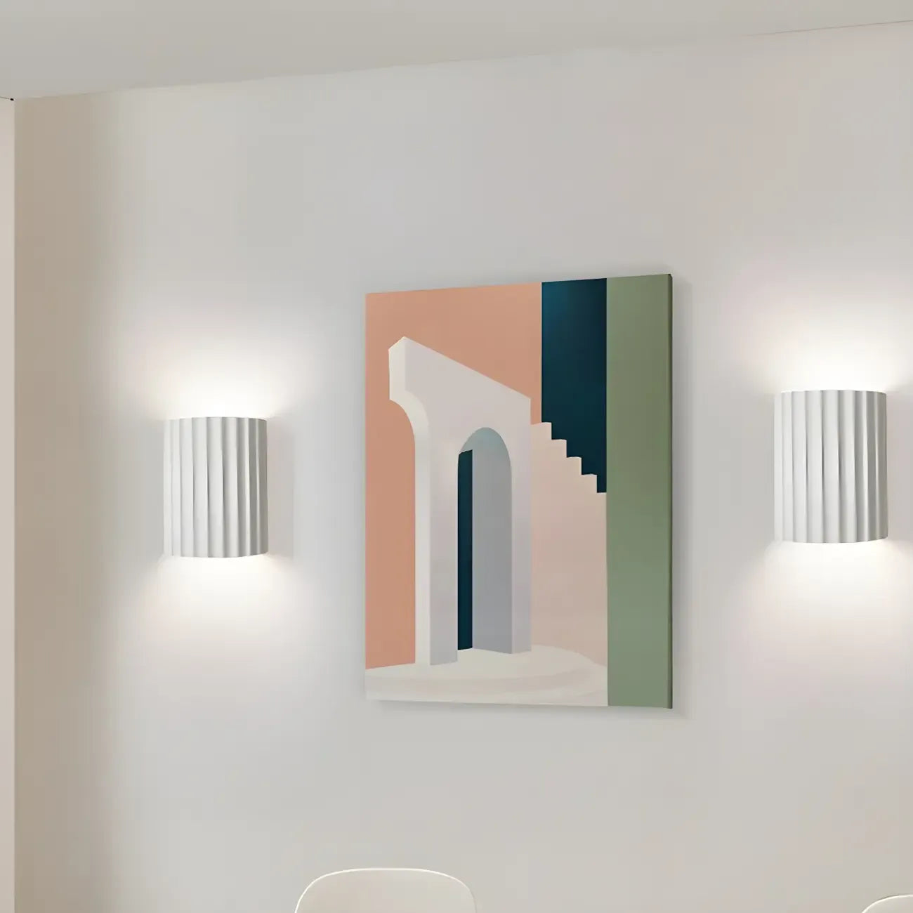 Applique murale moderne demi-cylindre nervurée à éclairage indirect