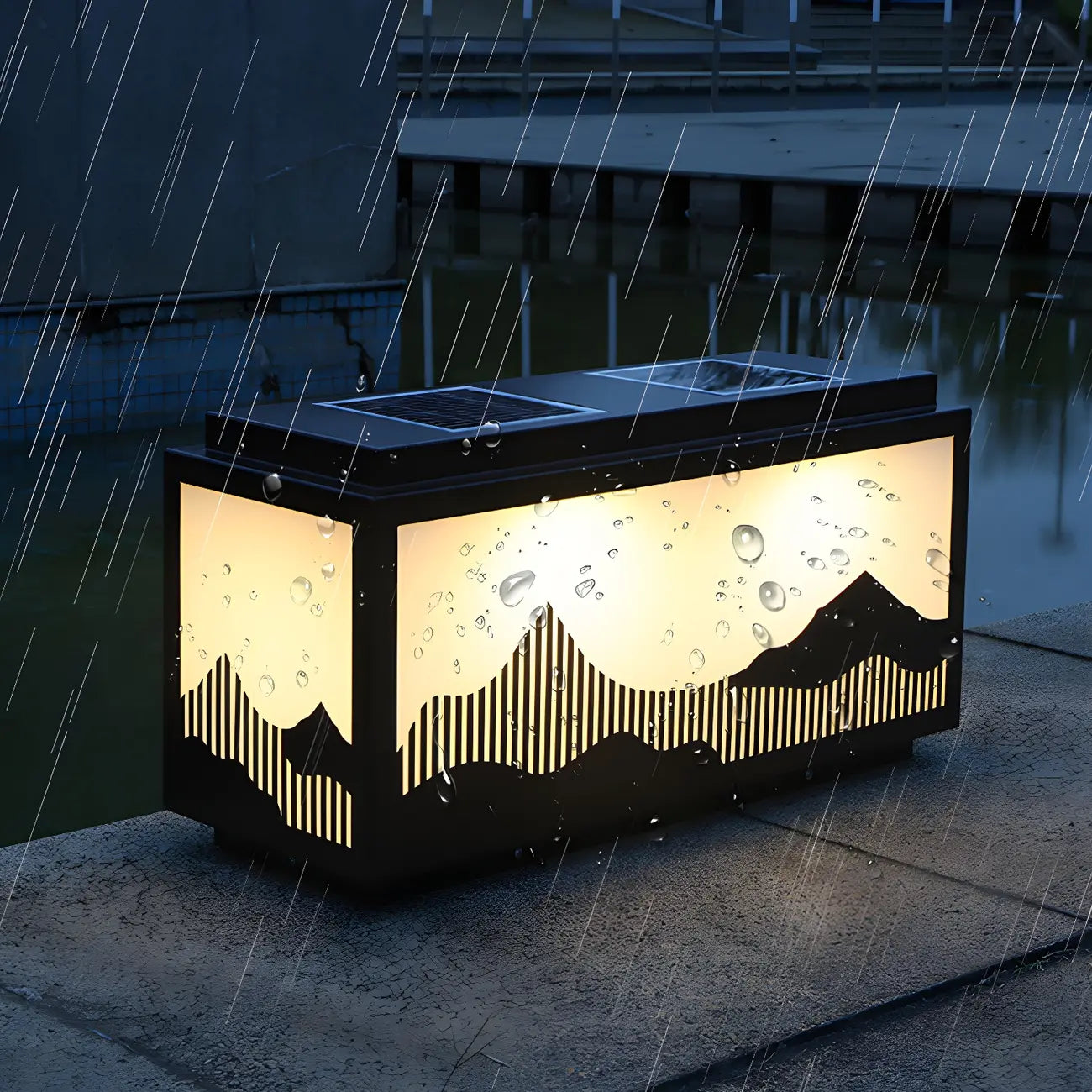 Lampes solaires d'extérieur rectangulaires en forme de montagne