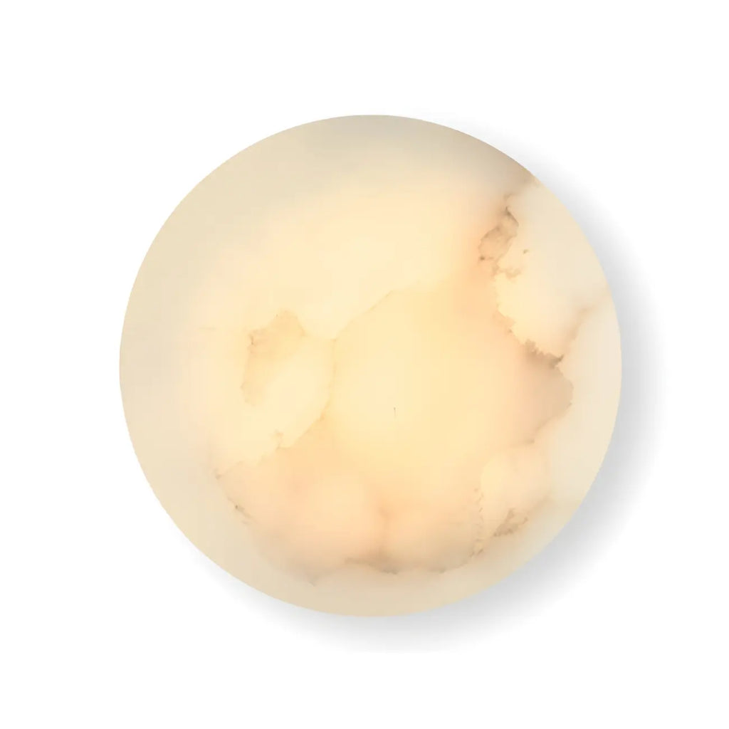 Applique murale ronde contemporaine à LED beige effet pierre