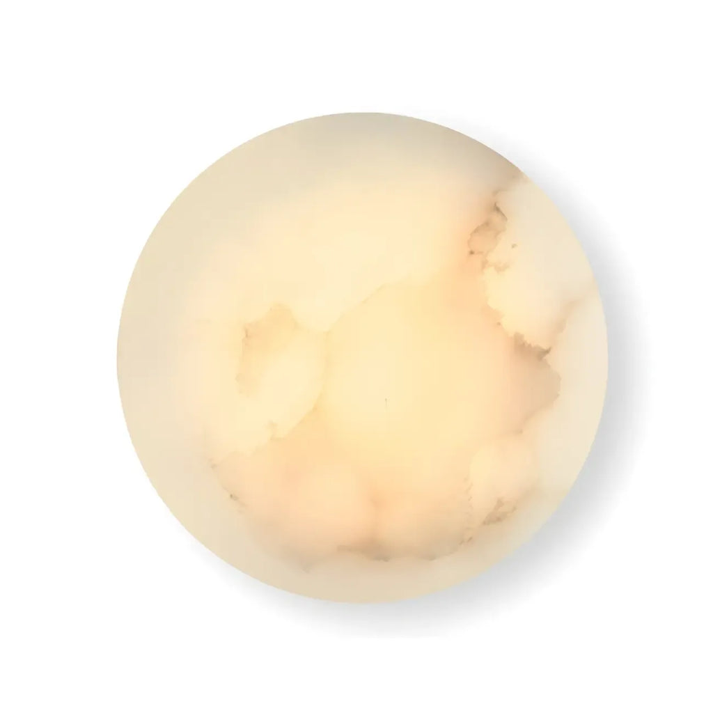 Applique murale ronde contemporaine à LED beige effet pierre