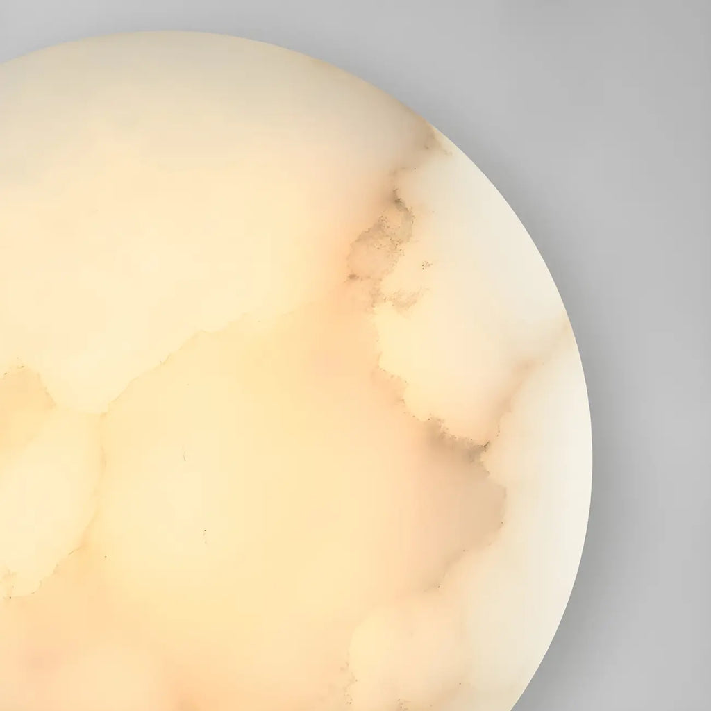 Applique murale ronde contemporaine à LED beige effet pierre