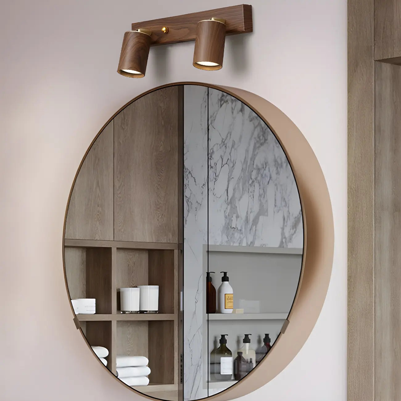 Appliques murales cylindriques marron contemporaines à plusieurs lumières