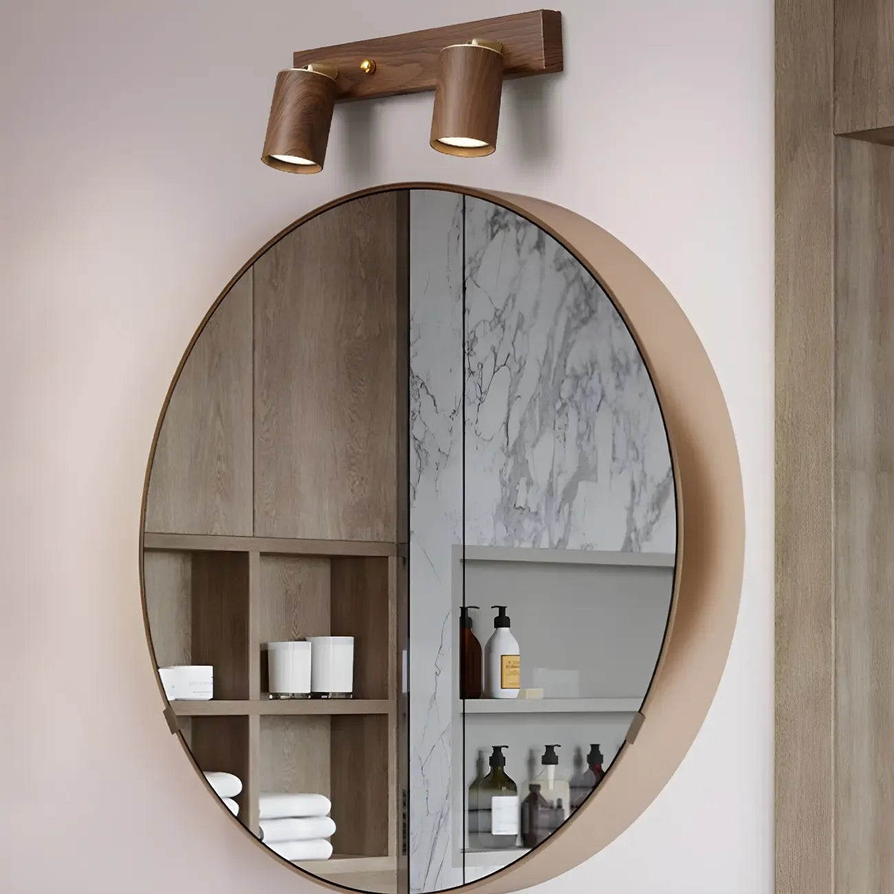 Appliques murales cylindriques marron contemporaines à plusieurs lumières