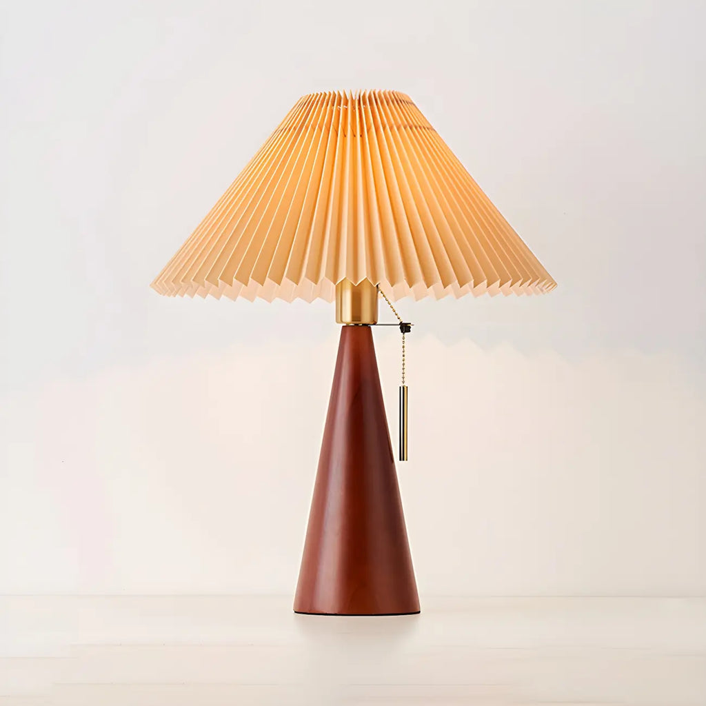 Lampe de chevet moderne en forme de cône de bois avec télécommande, LED et tissu