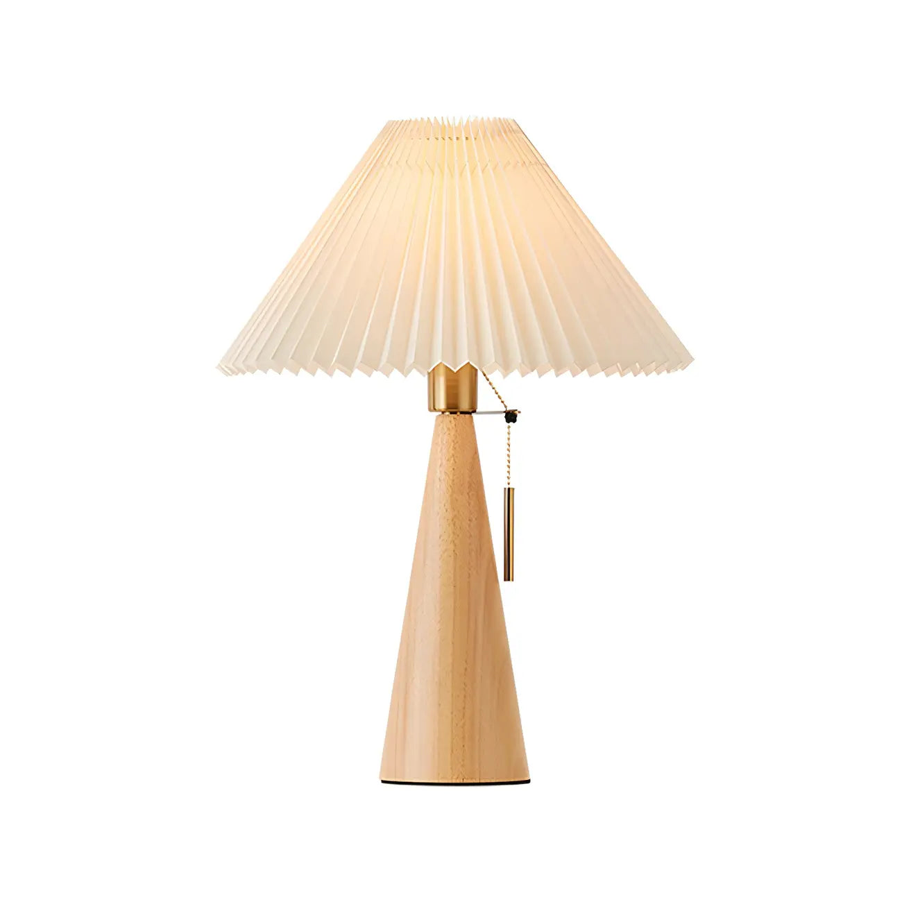 Lampe de chevet moderne en forme de cône de bois avec télécommande, LED et tissu