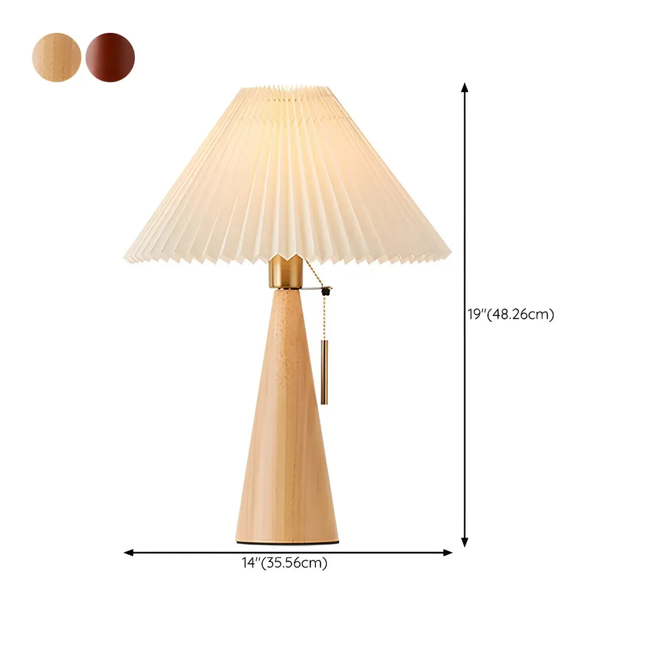 Lampe de chevet moderne en forme de cône de bois avec télécommande, LED et tissu
