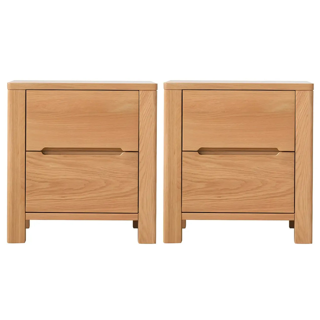 Table de chevet rectangulaire en bois naturel à 2 tiroirs