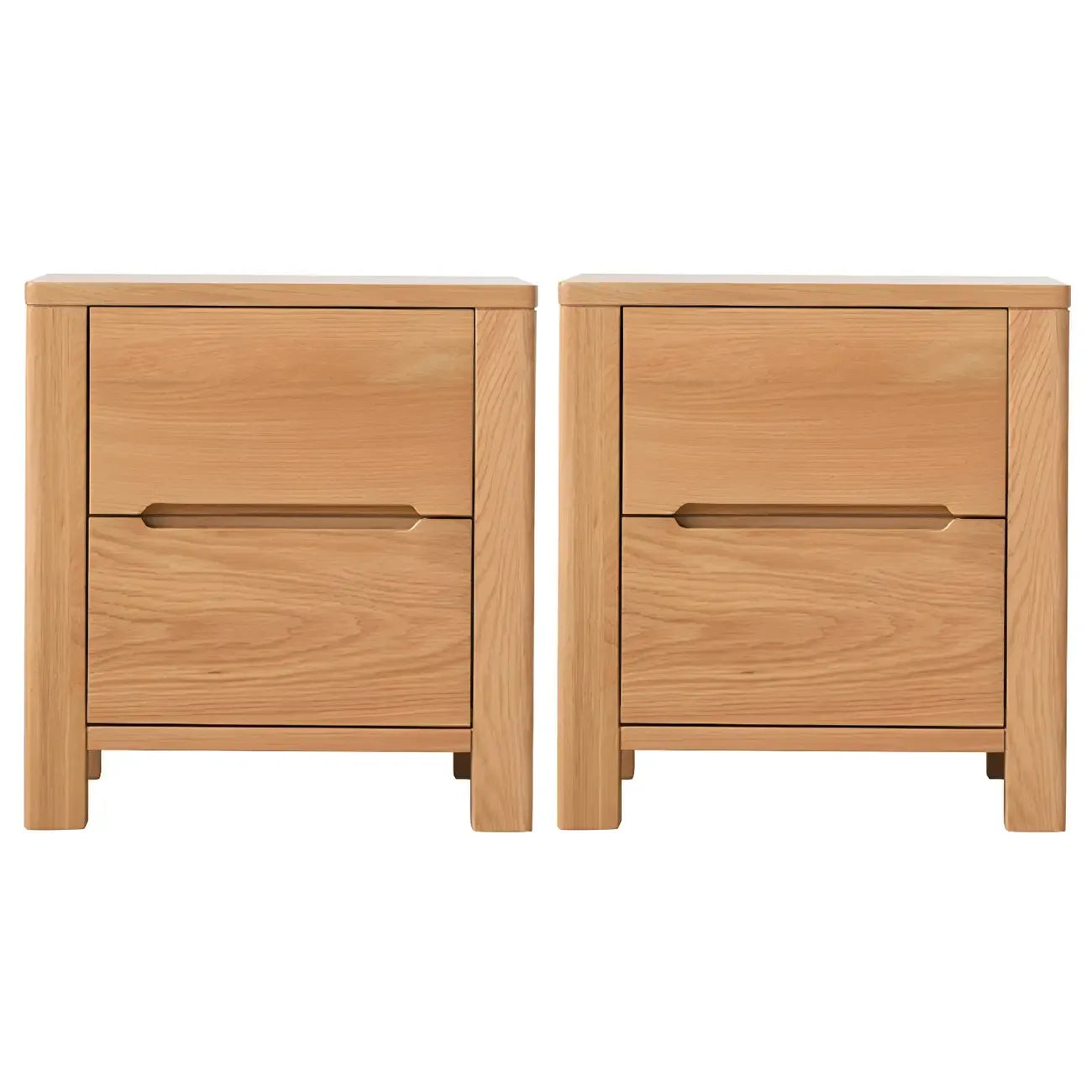 Table de chevet rectangulaire en bois naturel à 2 tiroirs