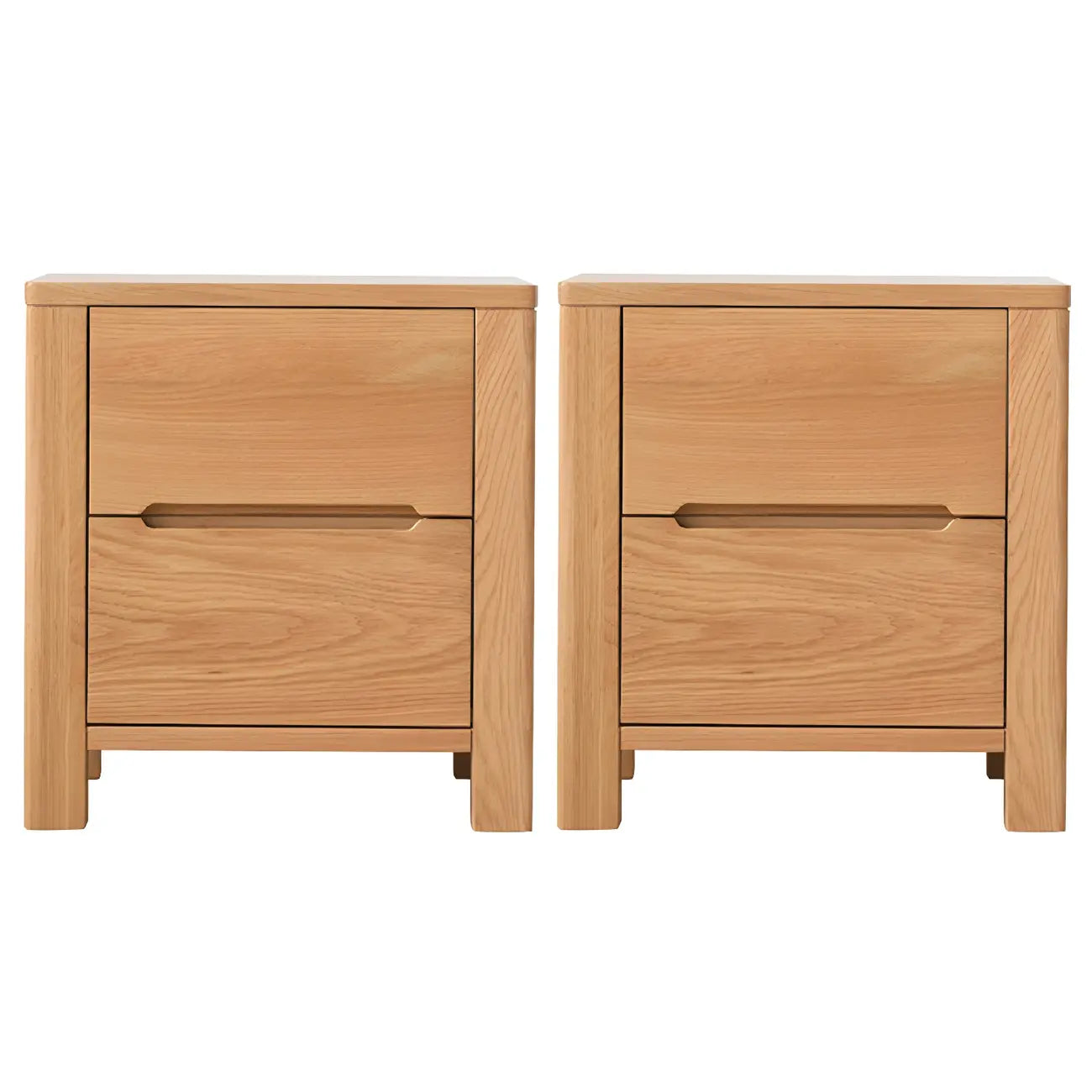 Table de chevet rectangulaire en bois naturel à 2 tiroirs