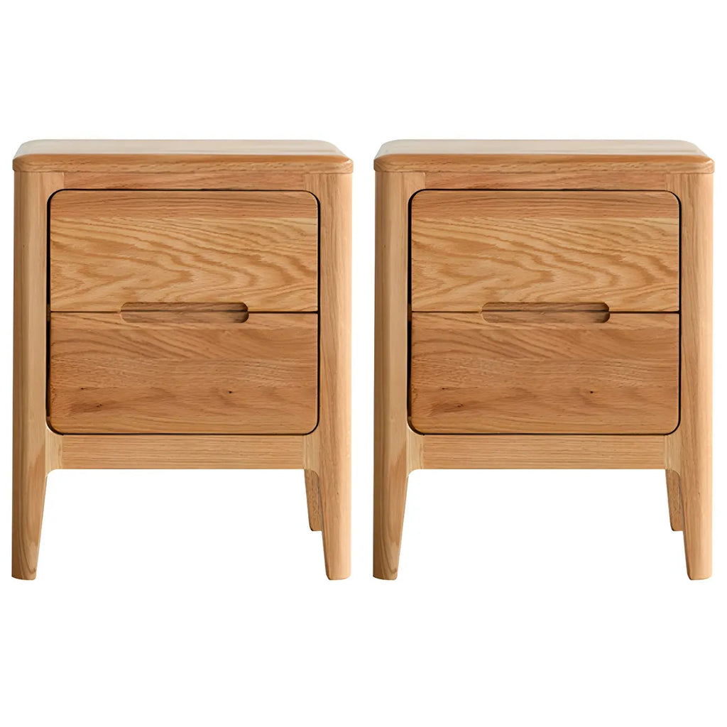 Table de chevet rectangulaire en bois naturel à 2 tiroirs