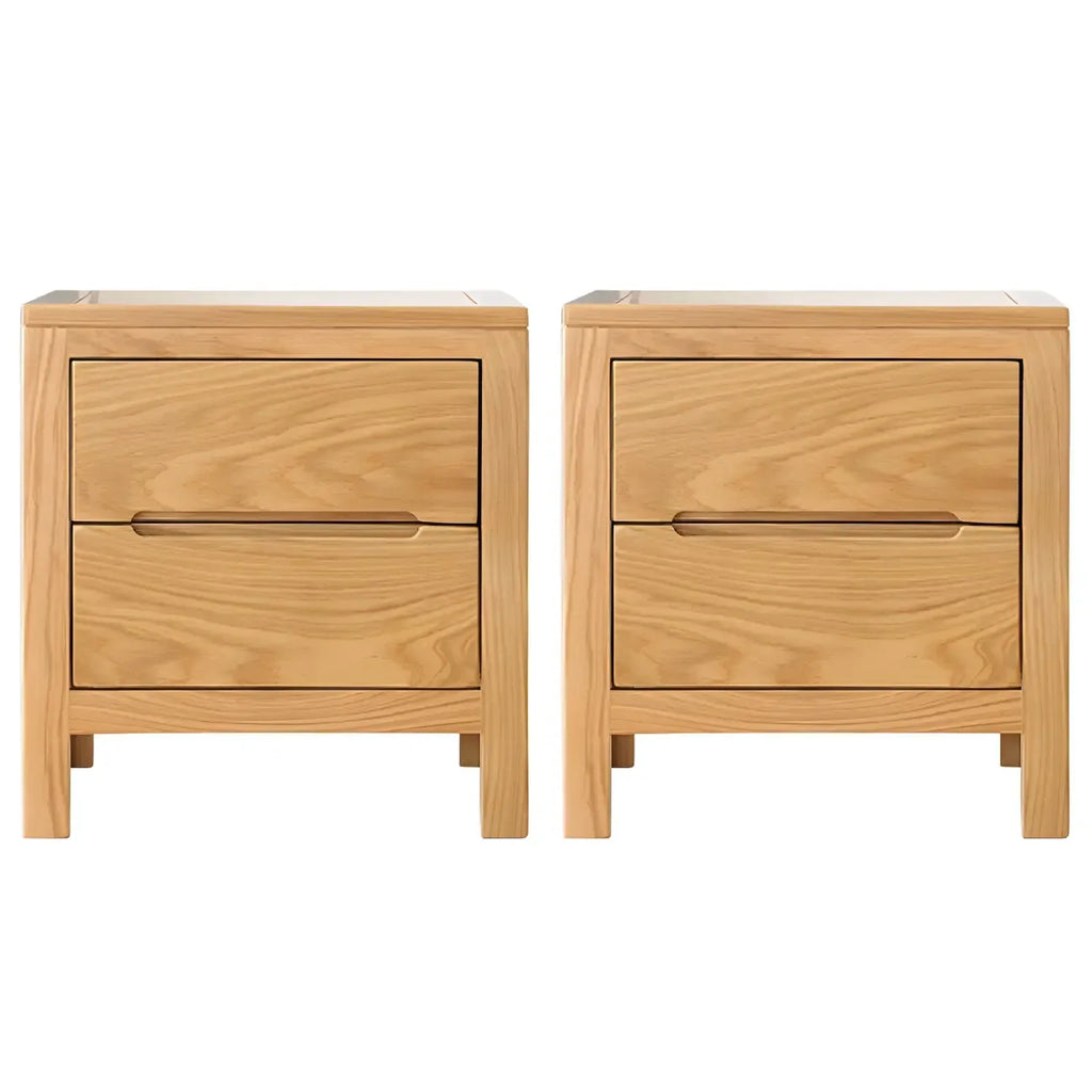 Table de chevet rectangulaire en bois naturel à 2 tiroirs