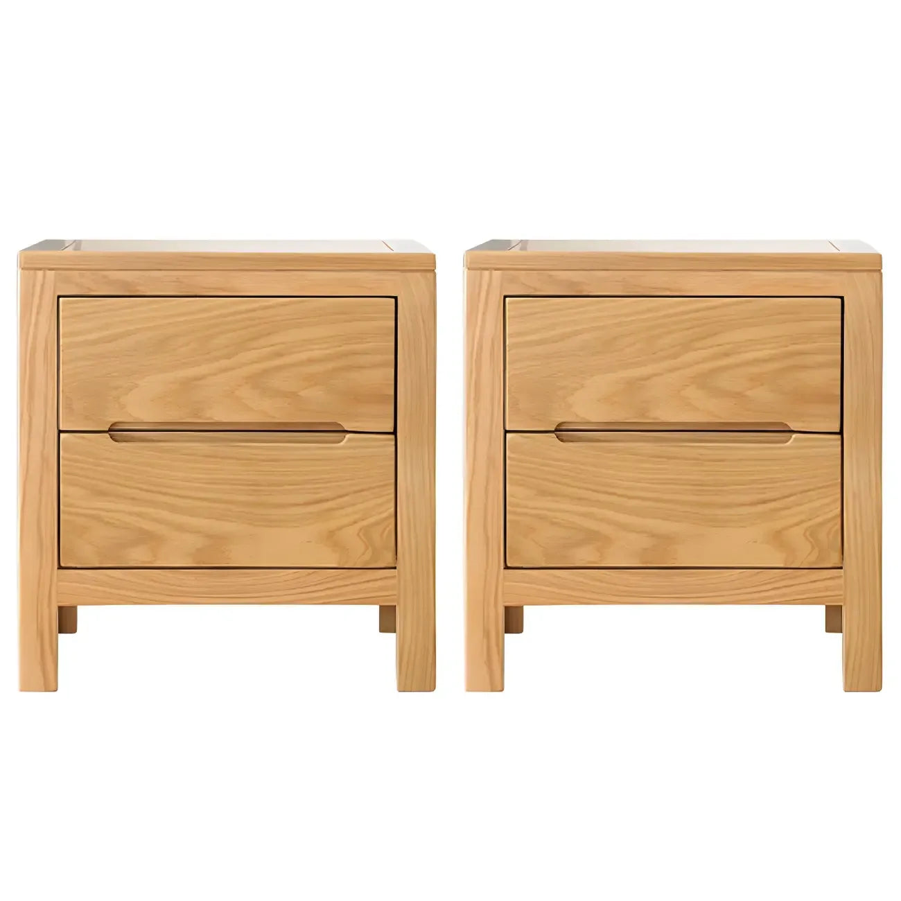 Table de chevet rectangulaire en bois naturel à 2 tiroirs