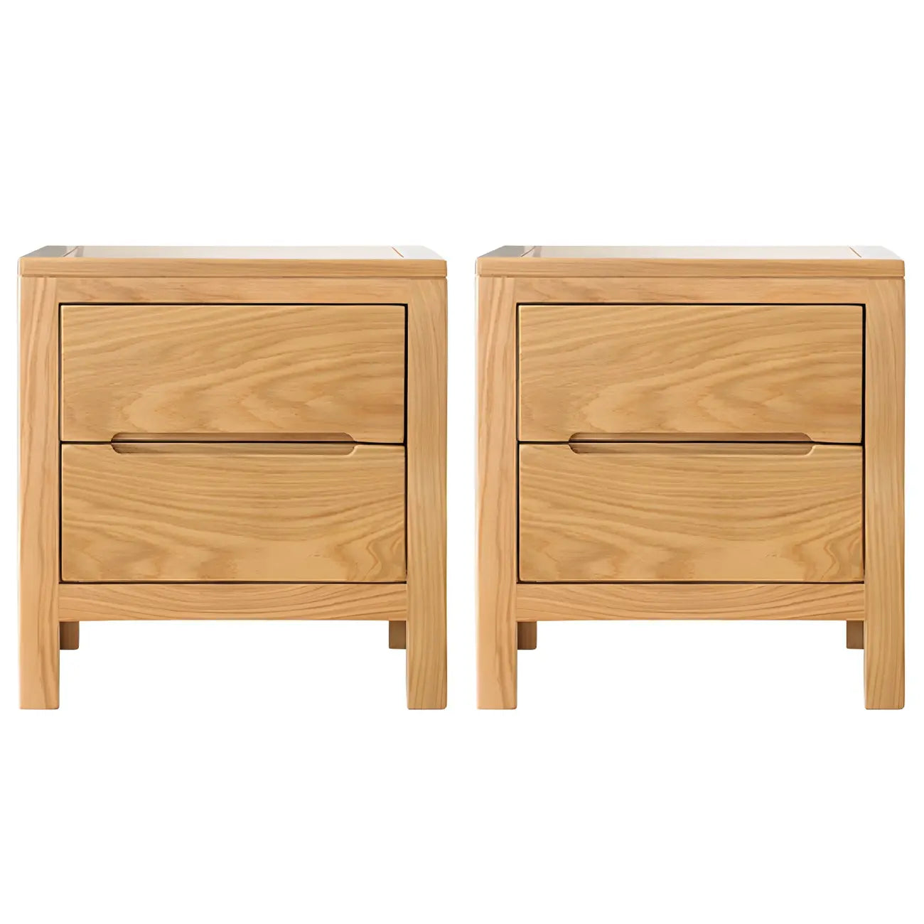 Table de chevet rectangulaire en bois naturel à 2 tiroirs