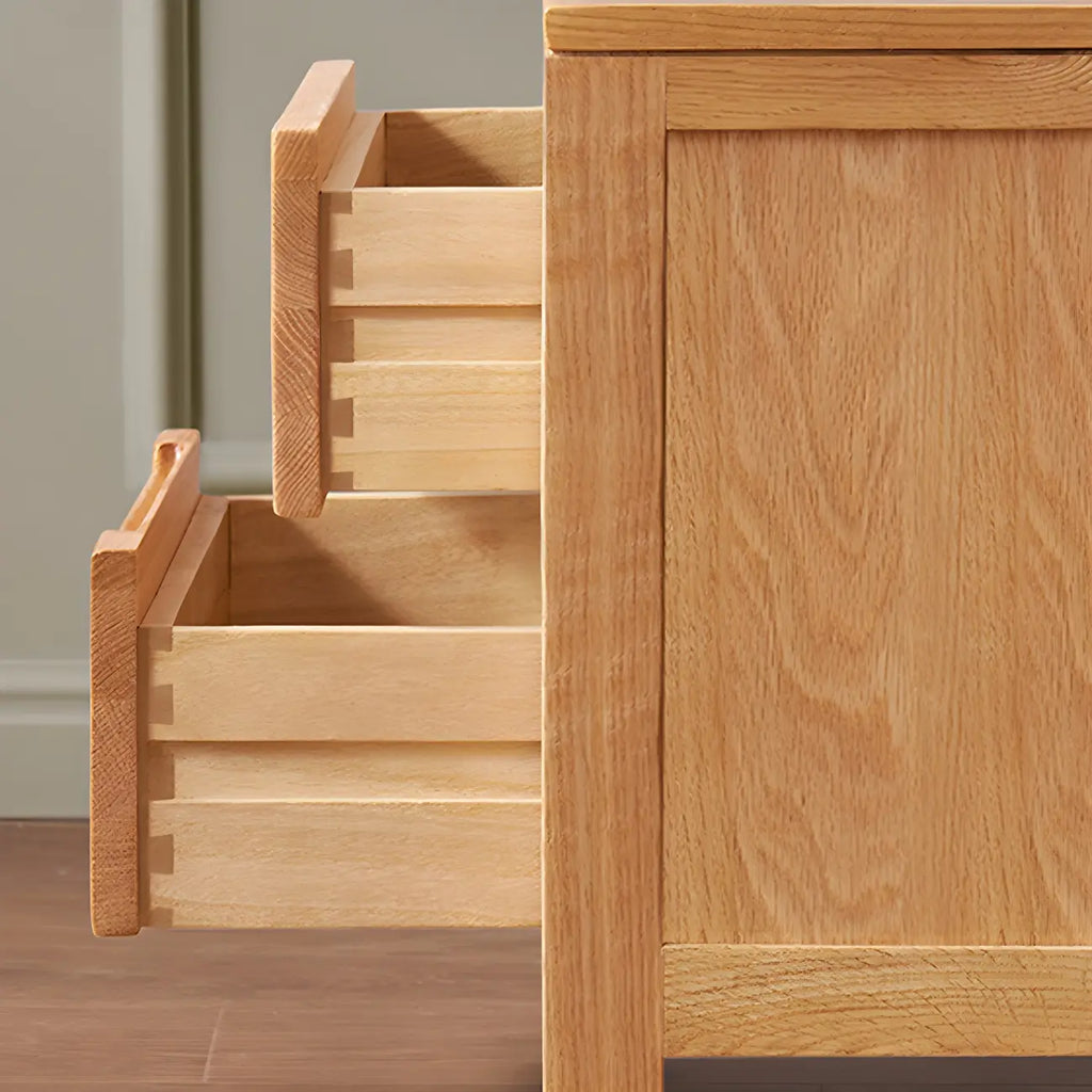 Table de chevet rectangulaire en bois naturel à 2 tiroirs