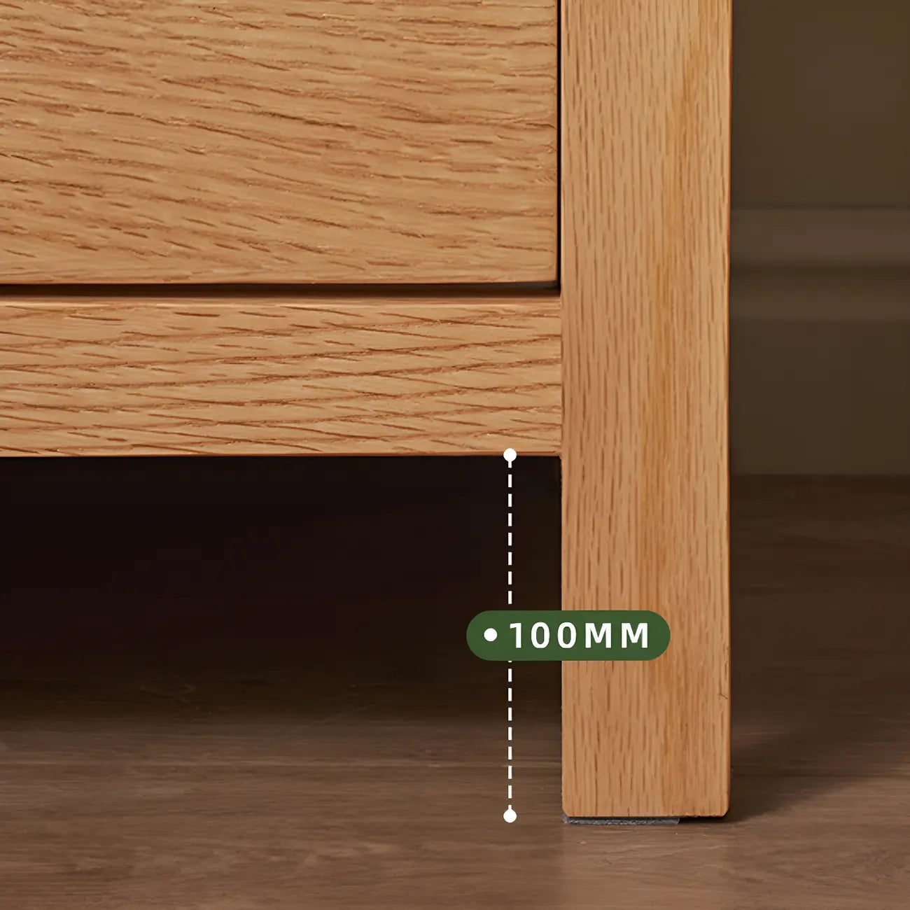 Table de chevet rectangulaire en bois naturel à 2 tiroirs