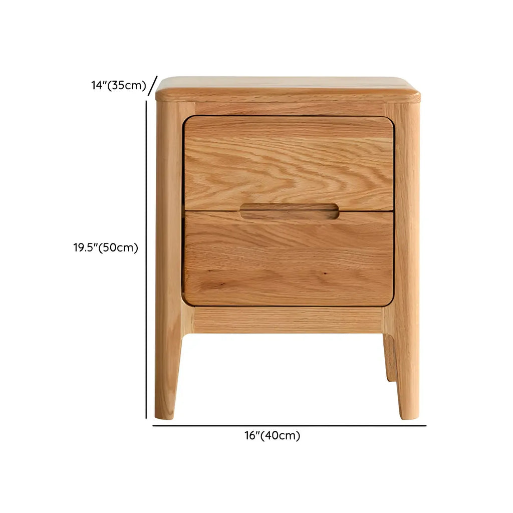 Table de chevet rectangulaire en bois naturel à 2 tiroirs